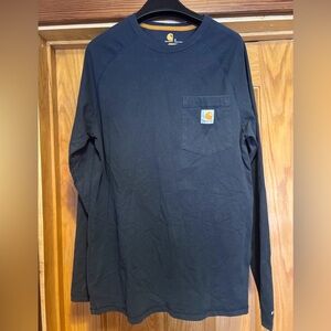 Carhartt G-force Navy Blue Long Sleeve Shirt Relaxed Fit Small S